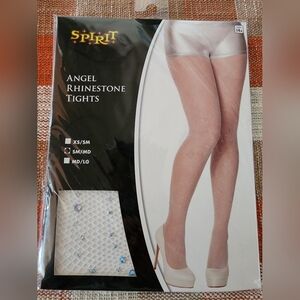NWT Spirit Halloween Angel Rhinestone White Tights Small Medium Fishnet Costume